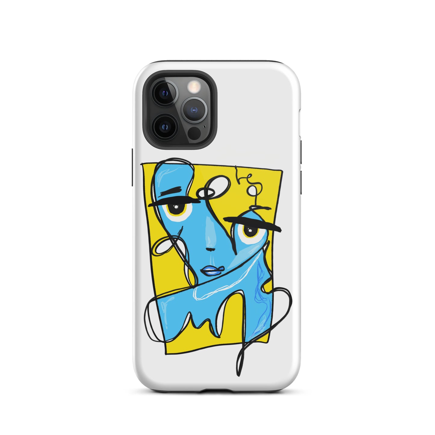 Stylish blue and yellow iPhone case