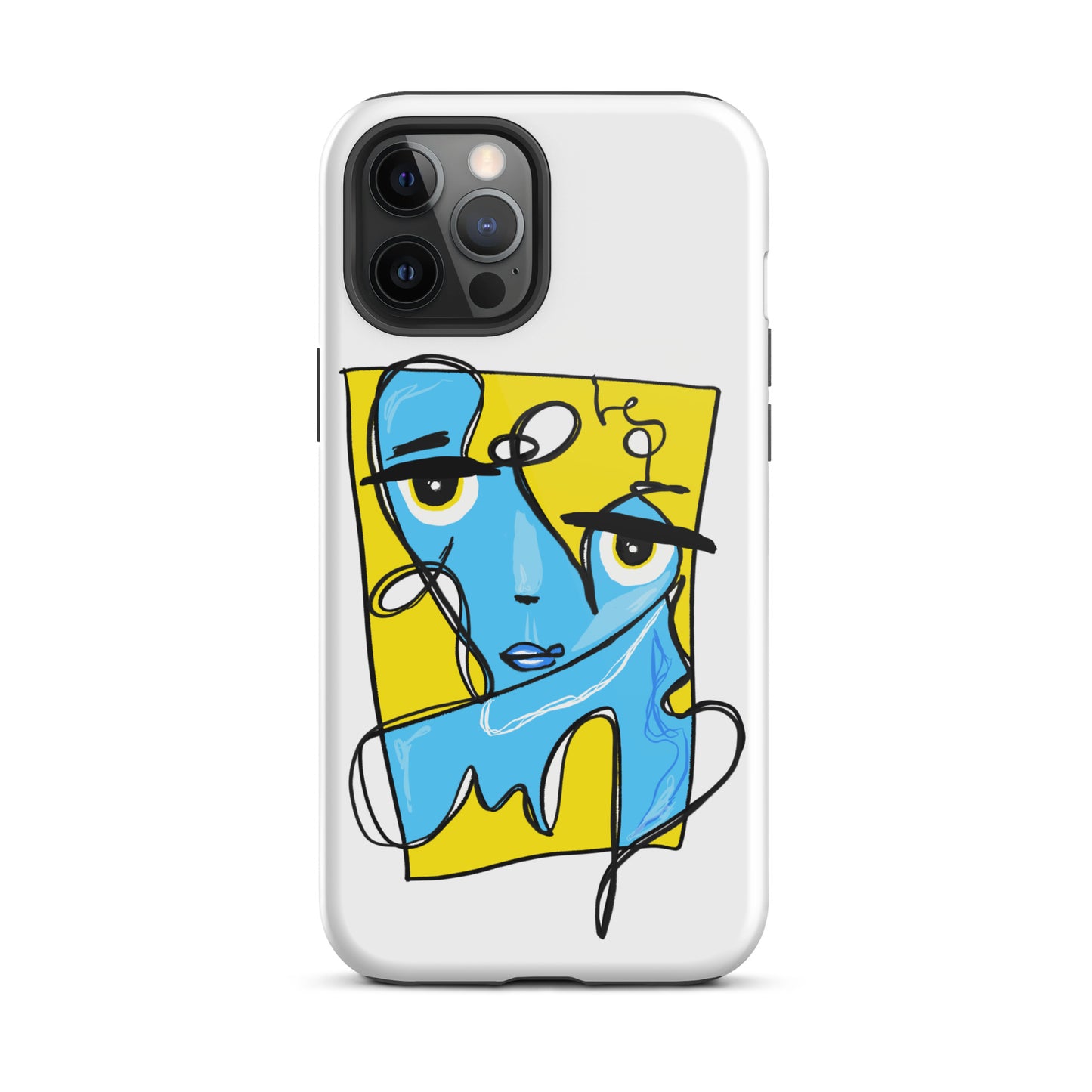 Stylish blue and yellow iPhone case