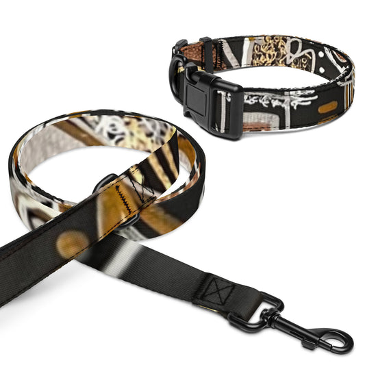 Gold pet collar & leash — NAIVISTA PETS collection