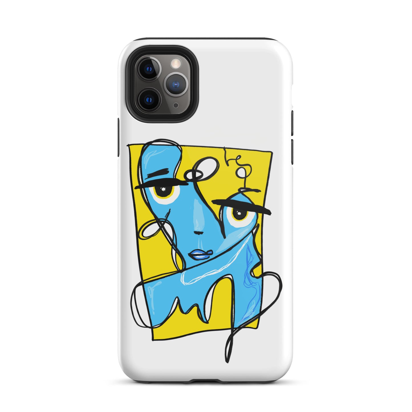 Stylish blue and yellow iPhone case