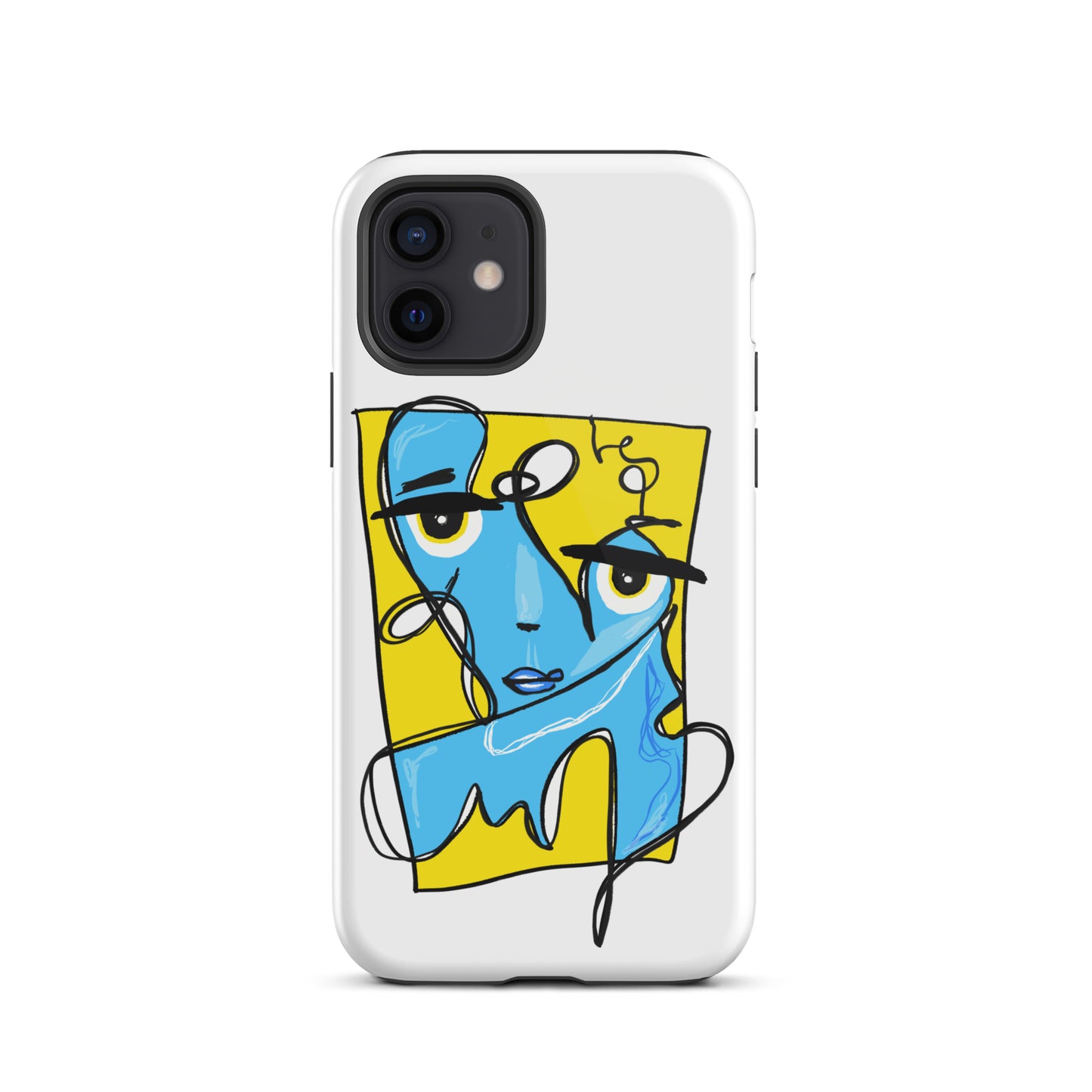 Stylish blue and yellow iPhone case