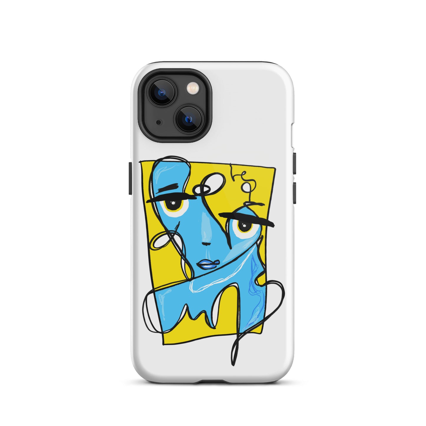 Stylish blue and yellow iPhone case