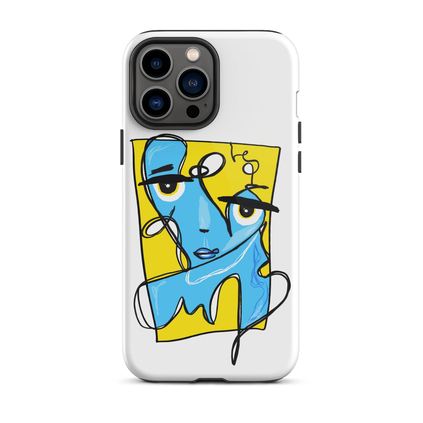 Stylish blue and yellow iPhone case