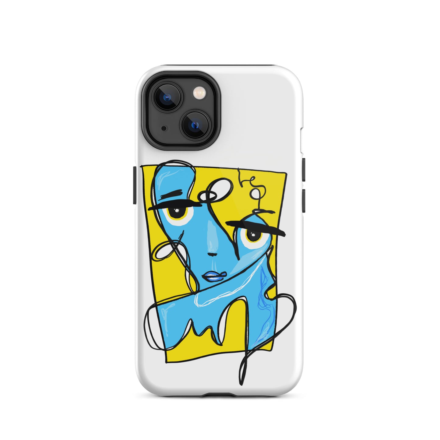 Stylish blue and yellow iPhone case