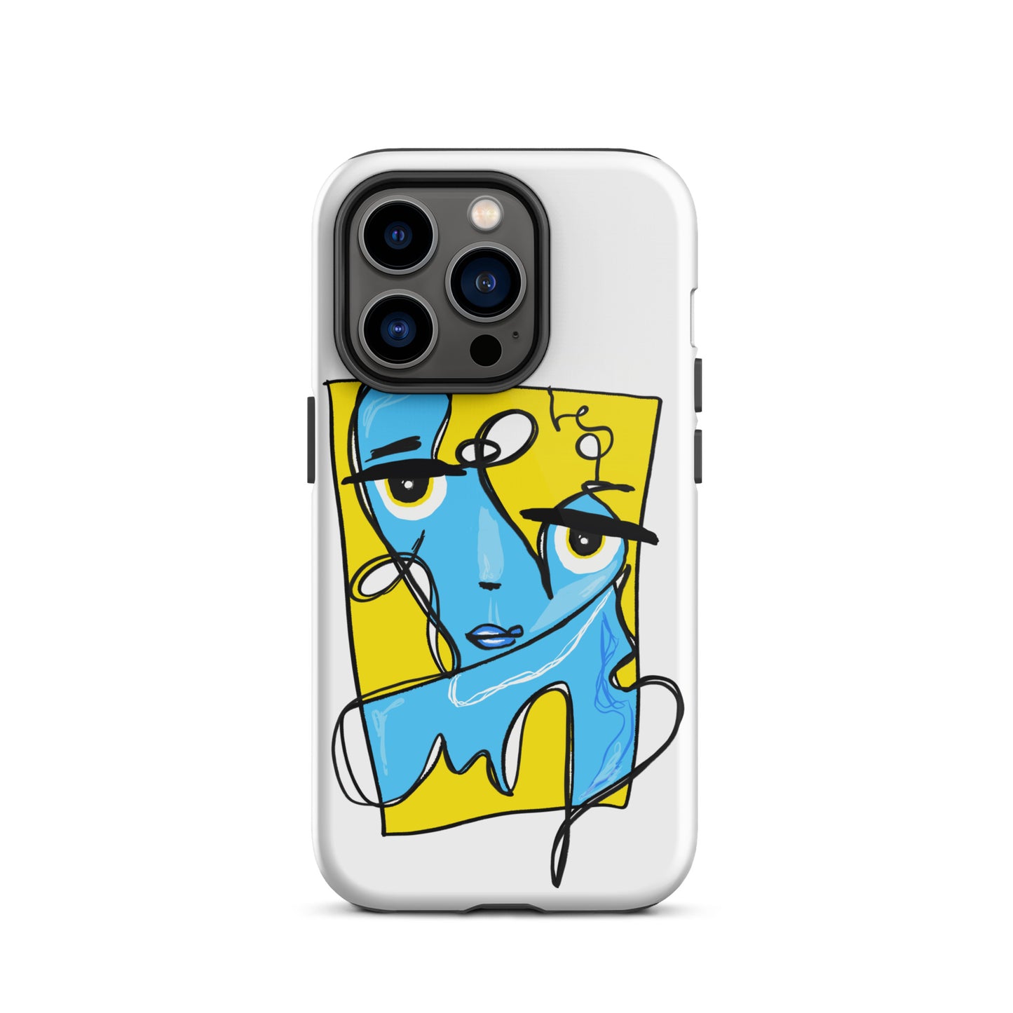 Stylish blue and yellow iPhone case