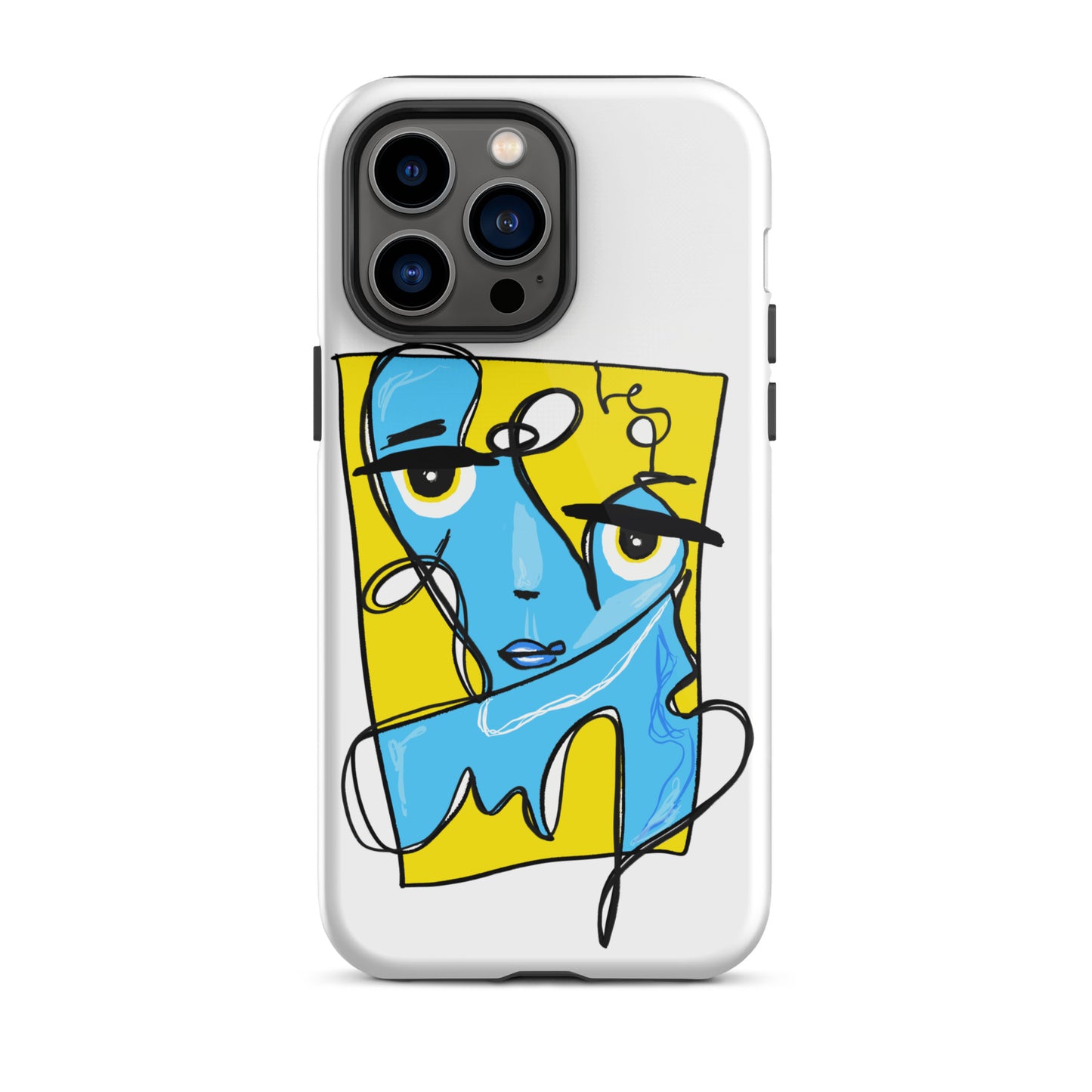 Stylish blue and yellow iPhone case